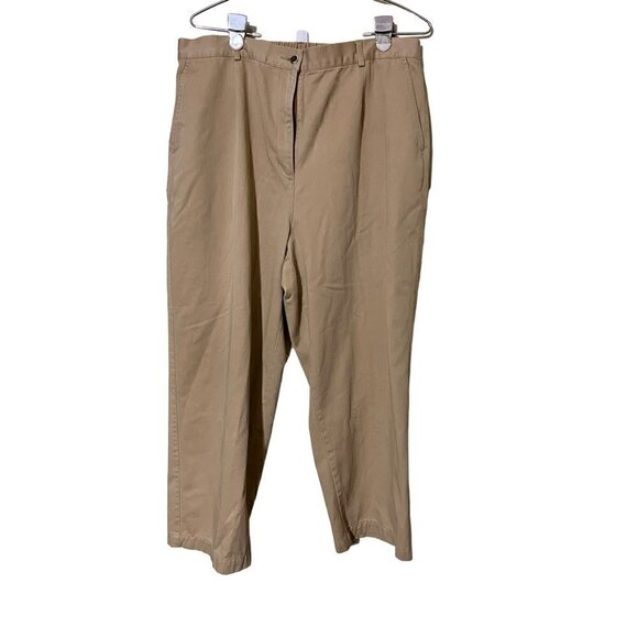 L.L. Bean Womens Pants SZ 18 Regular Tan Elastic Back Neutral Plus Size Stretch - Picture 1 of 7